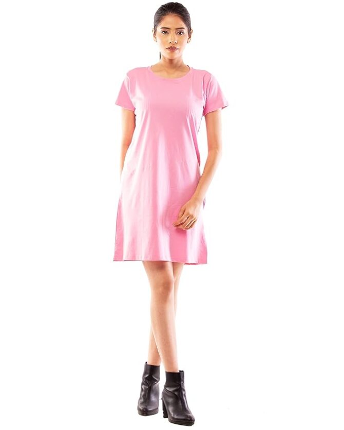 Women's Tshirt Dress Pink - Image 4