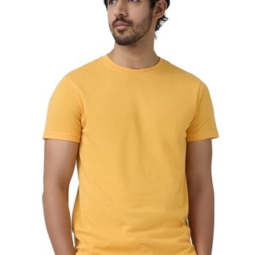 Half Sleeves Tshirt Men Yellow