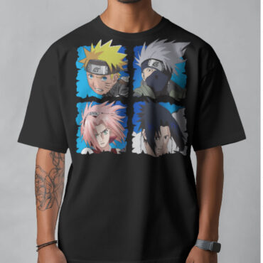 Naruto -12 Half Sleeves Tshirt Men Black