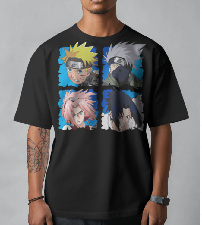 Naruto -12 Half Sleeves Tshirt Men Black