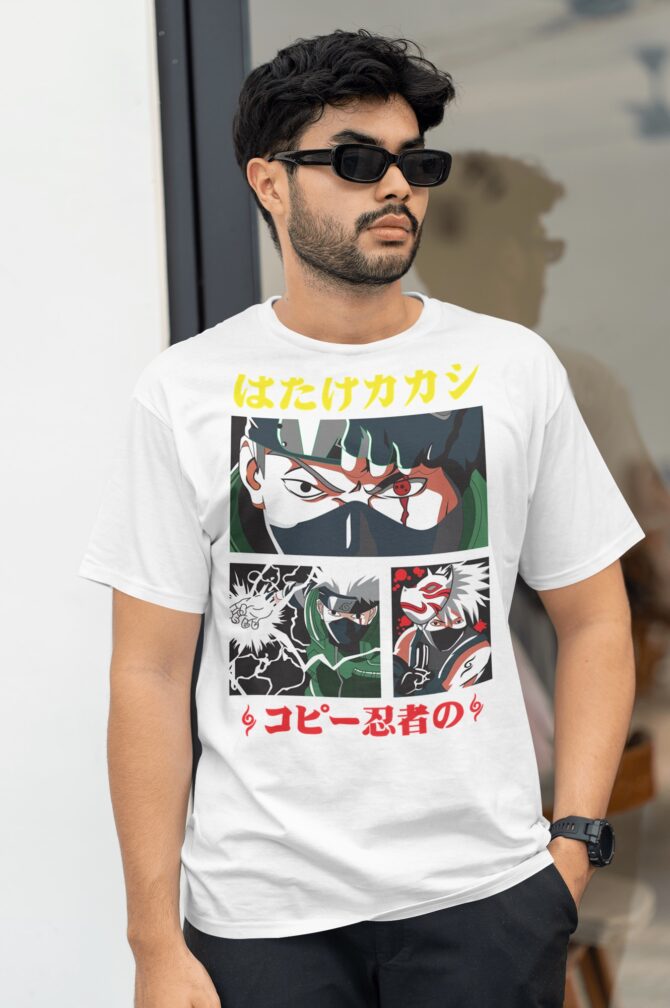 Naruto -01 Half Sleeves Tshirt Men white