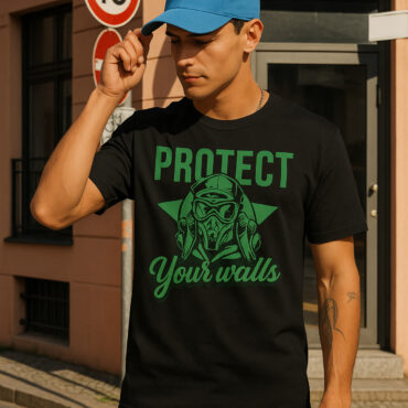 Protect Your Walls Tee -Midnight Black Half Sleeve