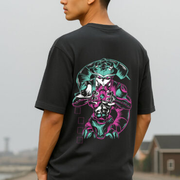 Model wearing Shadow Warrior Mode Premium Oversized Tee in black