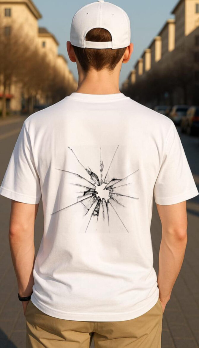 Captain Shield Graphic T-Shirt with Back Shattered Glass Print – Half sleeve - Image 3