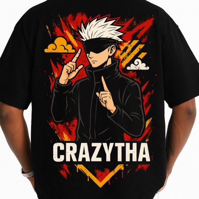 Crazytha Oversized Anime Graphic Tee – Black Edition
