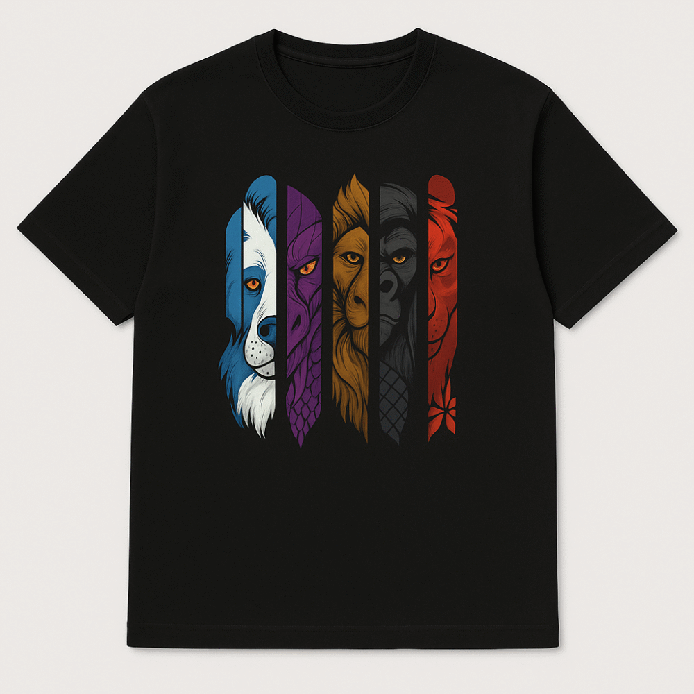 Men’s Oversized Black T-Shirt – 100% Cotton | Animal Graphic Print - Image 5