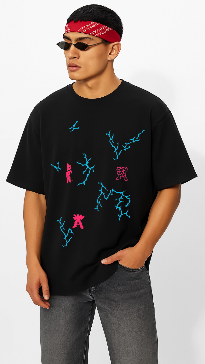 Cyber Storm Black Oversized Tee